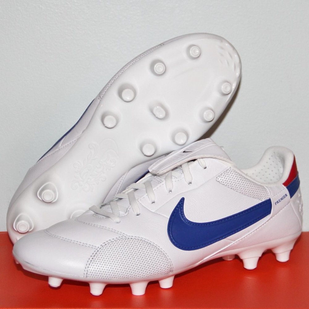 Nike Premier III FG Soccer Cleats Mens 7.5 8 White Royal Blue Red